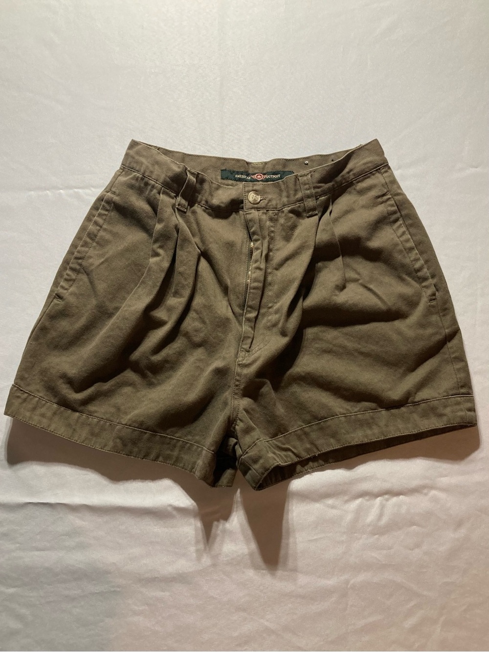 American Outpost Pleated Olive High-Rise Women's Bermuda Shorts